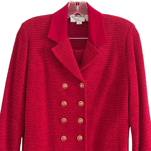 Vintage St. John red & gold button classic knit suit jacket - Picture 2 of 9
